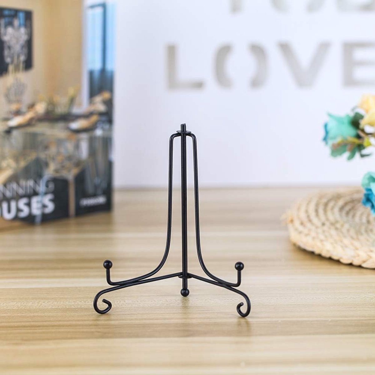 4 pieces - sign stand - plate holder - iron plate stands - plate stands for display - Display rack - foldable easel stand - metal photo stand - photo stand - book stand - plate stands - 4 inch - black - Image 4
