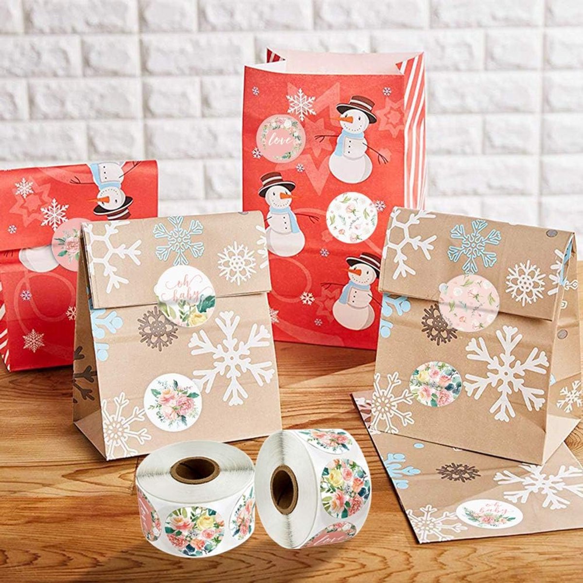 Label - 2 rolls (1000 pieces per roll) - Sealing sticker - Sealing sticker - Sticker - Flower stickers - Envelope sealing sticker - Gift sealing - Coded label stickers - self-adhesive labels - for gifts, wedding, birthday, party, packaging - Image 3