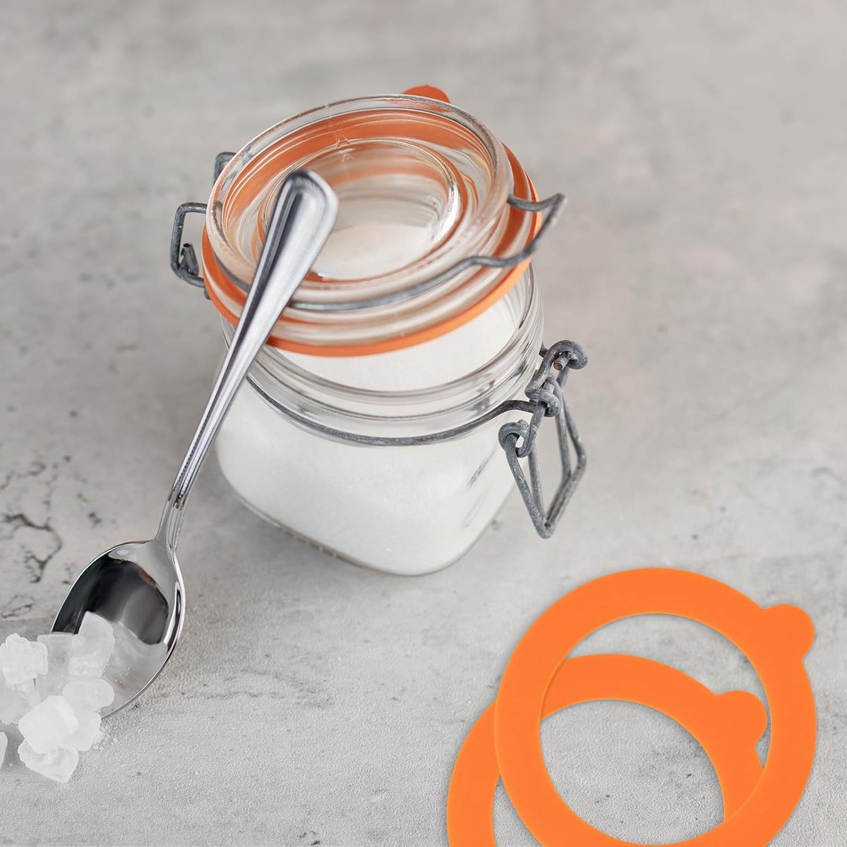 20 pieces - Sealing gasket - 95*70 mm - Silicone gaskets for jars - Replacement silicone rubber gaskets - replacement silicone rings - for sealing jars - for glass jar lids, food preservation - orange and white - Image 4