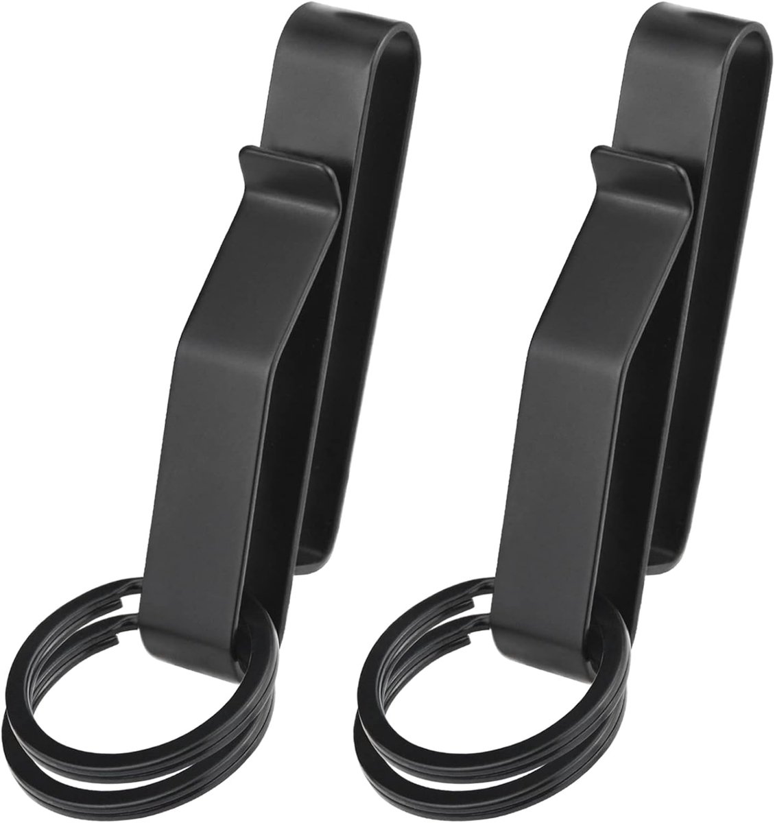 2 pieces - Keychain - Tactical keychain - Belt keychain - Duty Belt Keychain - Key clip - Key ring - Belt clip - with 2 keychains - stainless steel stealth belt loop keychain holder - 7.5*1.3*2.3 cm - black - Image 1