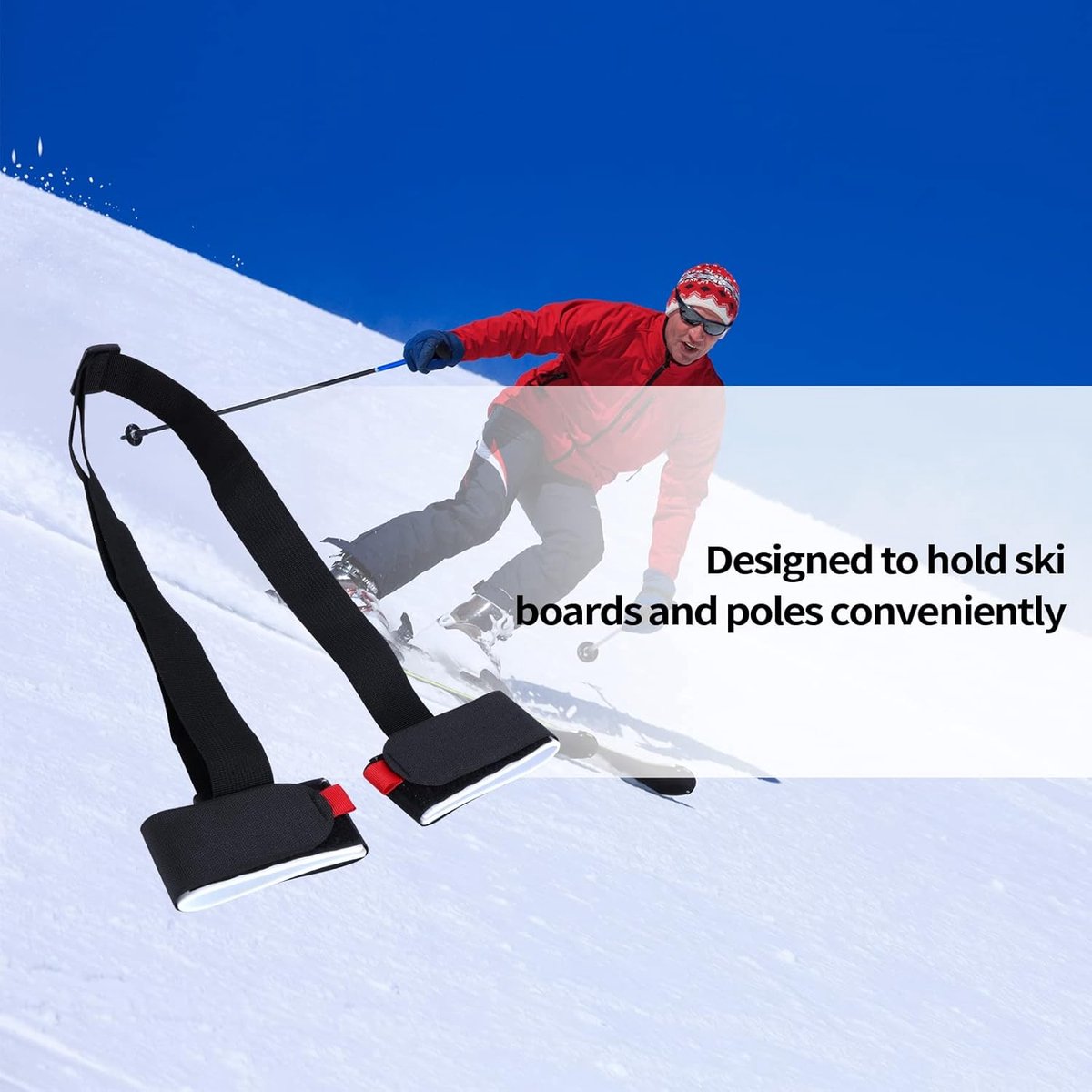 2 x Adjustable Ski Carrier - ski carrier straps - Ski accessories - Snowboard straps - Ski carrying strap - Winter sports ski carrying strap - Ski straps - Sled straps - Portable ski straps - Winter sports - for children and adults - Image 2