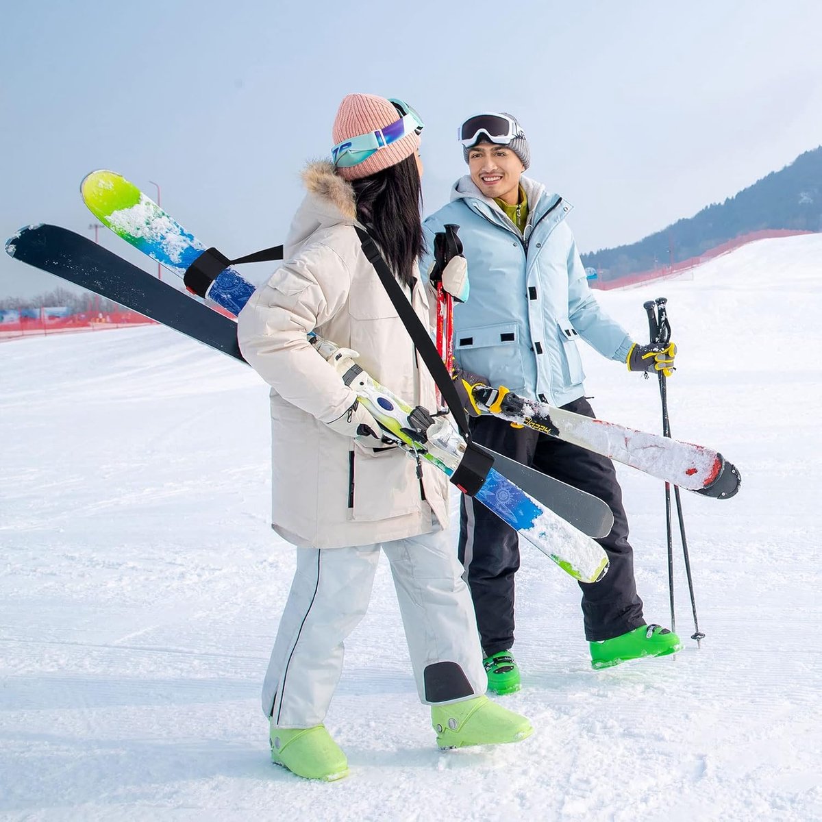 2 x Adjustable Ski Carrier - ski carrier straps - Ski accessories - Snowboard straps - Ski carrying strap - Winter sports ski carrying strap - Ski straps - Sled straps - Portable ski straps - Winter sports - for children and adults - Image 3