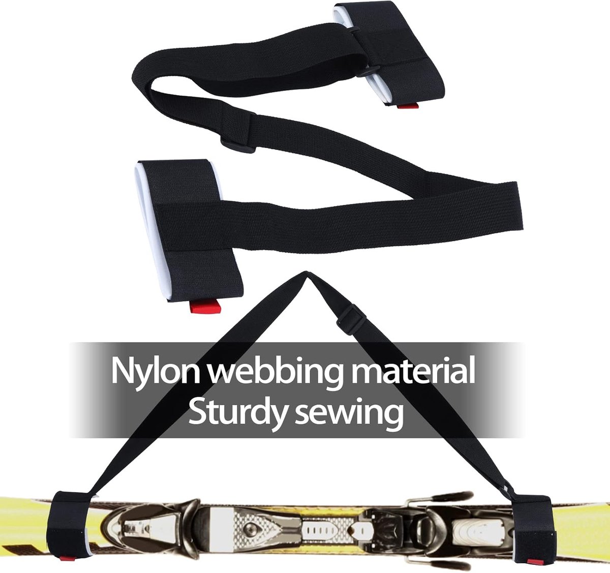 2 x Adjustable Ski Carrier - ski carrier straps - Ski accessories - Snowboard straps - Ski carrying strap - Winter sports ski carrying strap - Ski straps - Sled straps - Portable ski straps - Winter sports - for children and adults - Image 6