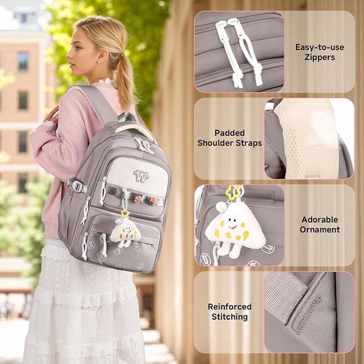 backpack - backpack for girls - Waterproof Girl Backpack - School backpack - boys' backpack - women's backpack - lightweight school bag - School bag - Girls' School Student School Bag - Backpacks - Teenagers - Large capacity school backpacks - Image 3