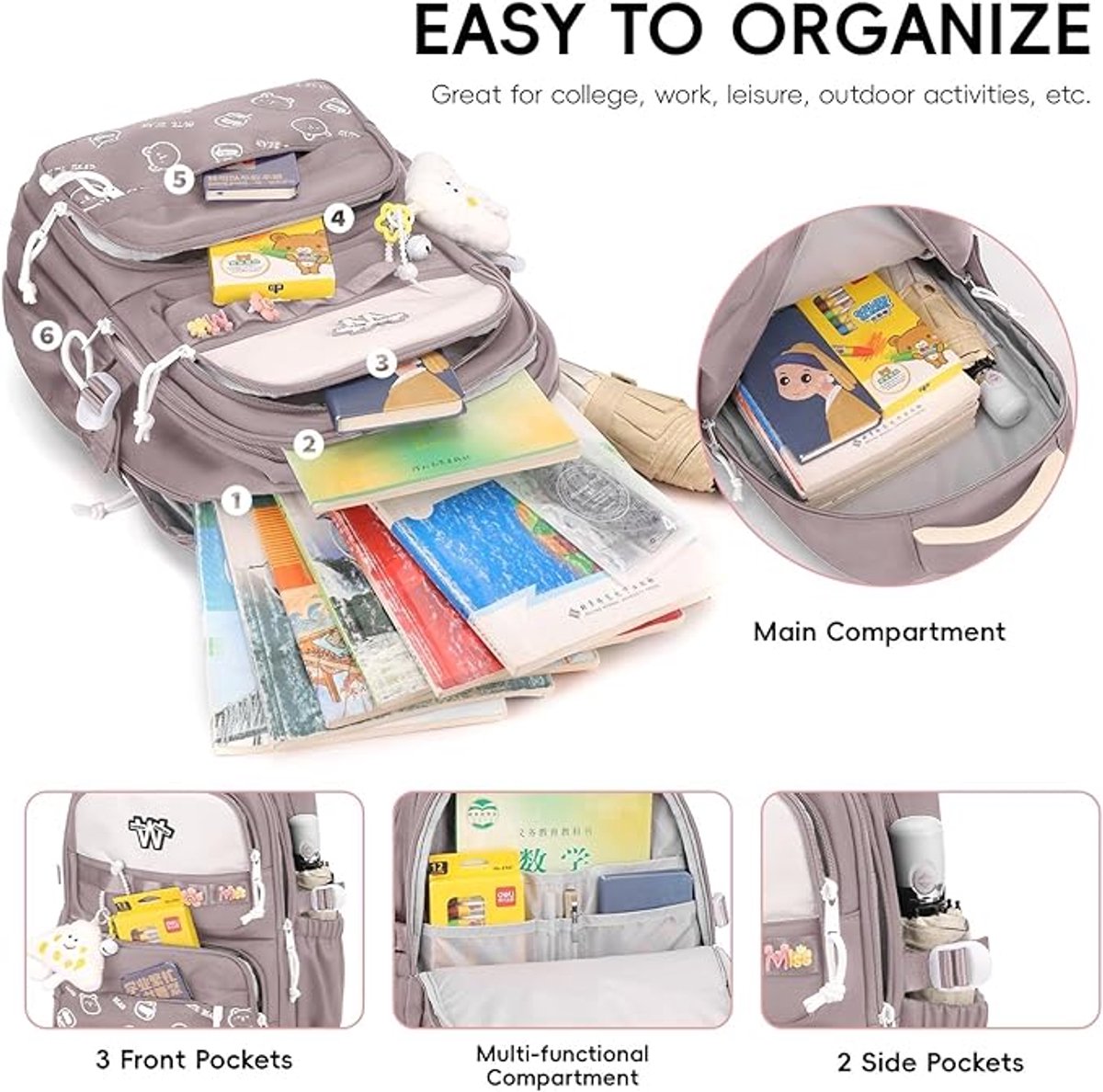 backpack - backpack for girls - Waterproof Girl Backpack - School backpack - boys' backpack - women's backpack - lightweight school bag - School bag - Girls' School Student School Bag - Backpacks - Teenagers - Large capacity school backpacks - Image 5