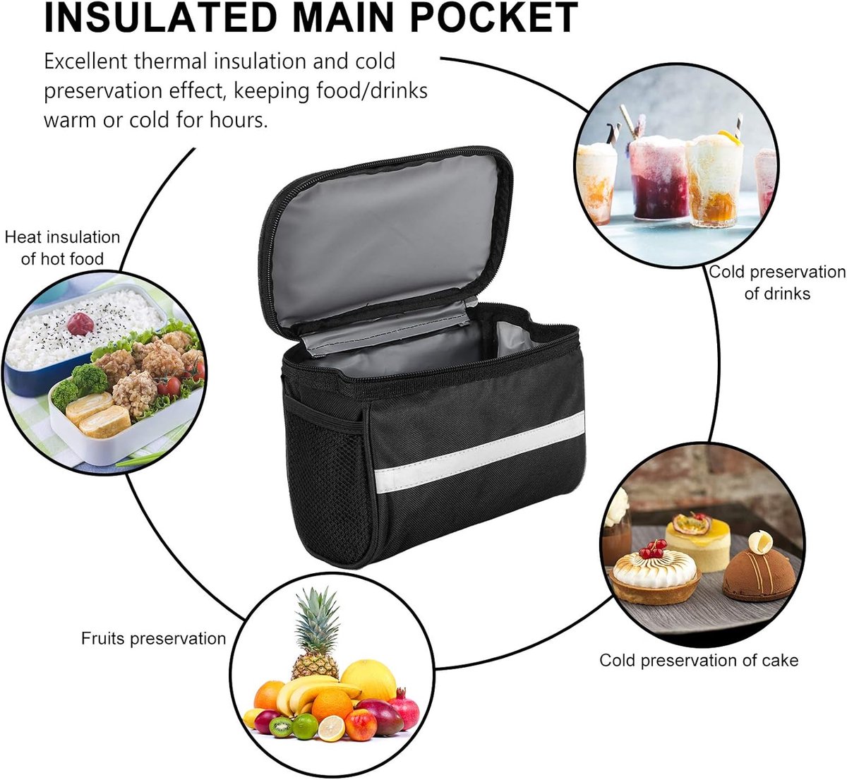 Bicycle Handlebar Bag - Waterproof Handlebar Bag - Detachable Bicycle Handlebar Bag - Bicycle Travel Accessories - Phone Bike Bag - Luggage Organizer - with transparent holder for mobile phones - Bicycle Bags for Electric Bikes - Black - Image 6