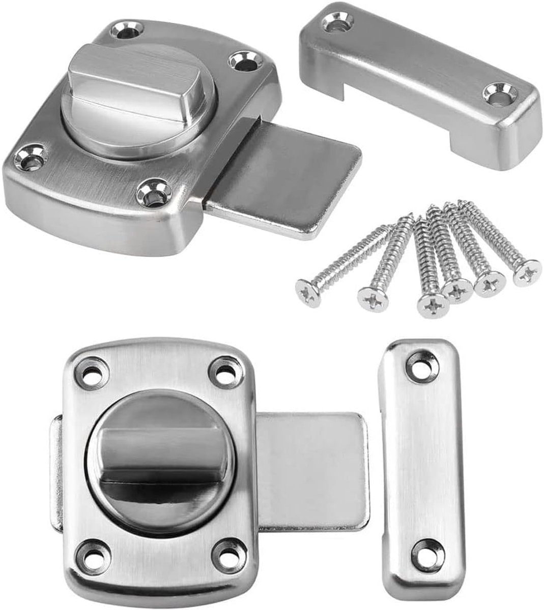 pieces - Door locks - swing door locks - zinc alloy door locks - bathroom door lock - security lock - door bolt - for home security, bathroom, bedroom, toilet - silver - Image 1