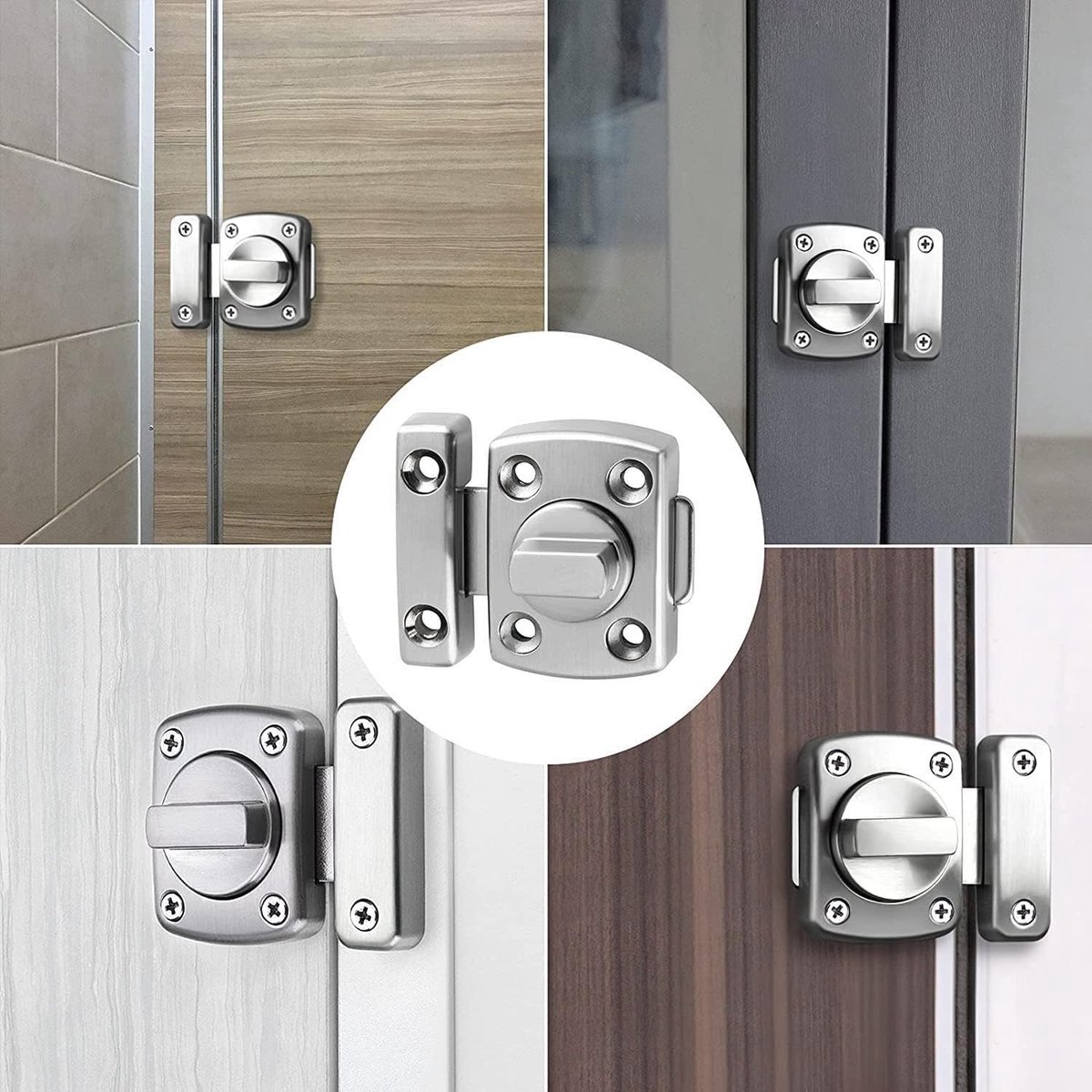 pieces - Door locks - swing door locks - zinc alloy door locks - bathroom door lock - security lock - door bolt - for home security, bathroom, bedroom, toilet - silver - Image 3
