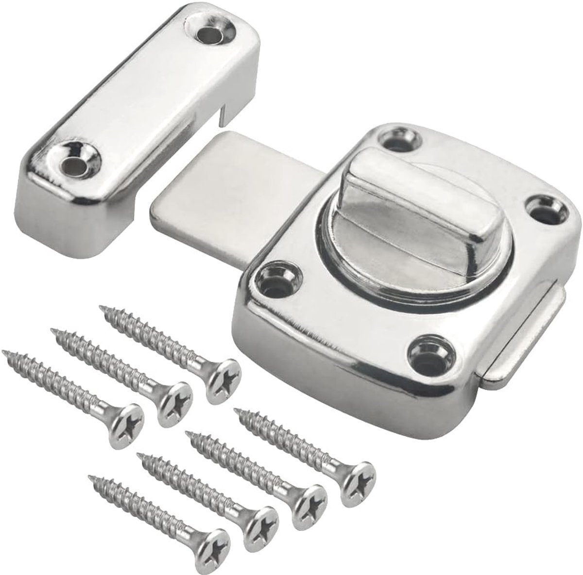 pieces - Door locks - swing door locks - zinc alloy door locks - bathroom door lock - security lock - door bolt - for home security, bathroom, bedroom, toilet - silver - Image 5