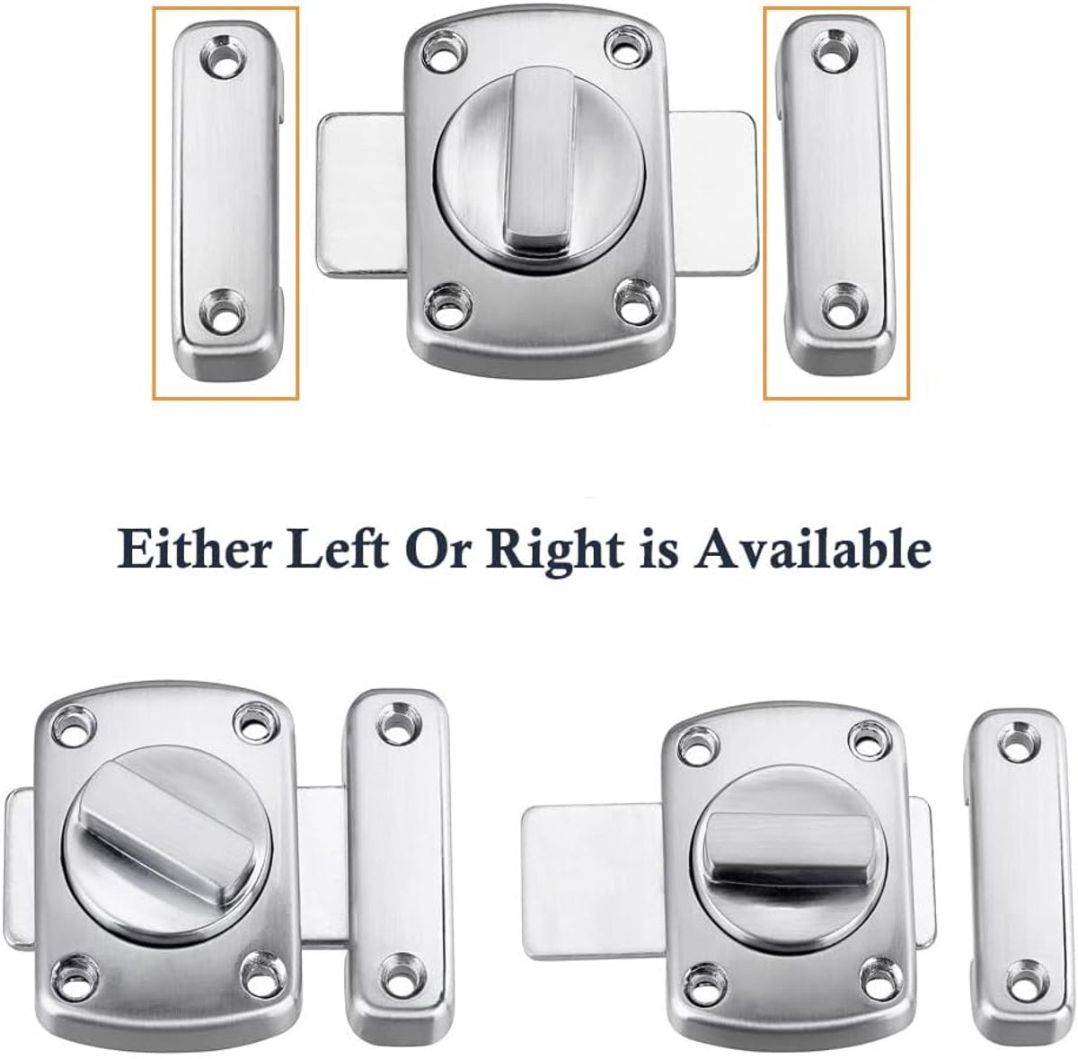 pieces - Door locks - swing door locks - zinc alloy door locks - bathroom door lock - security lock - door bolt - for home security, bathroom, bedroom, toilet - silver - Image 6