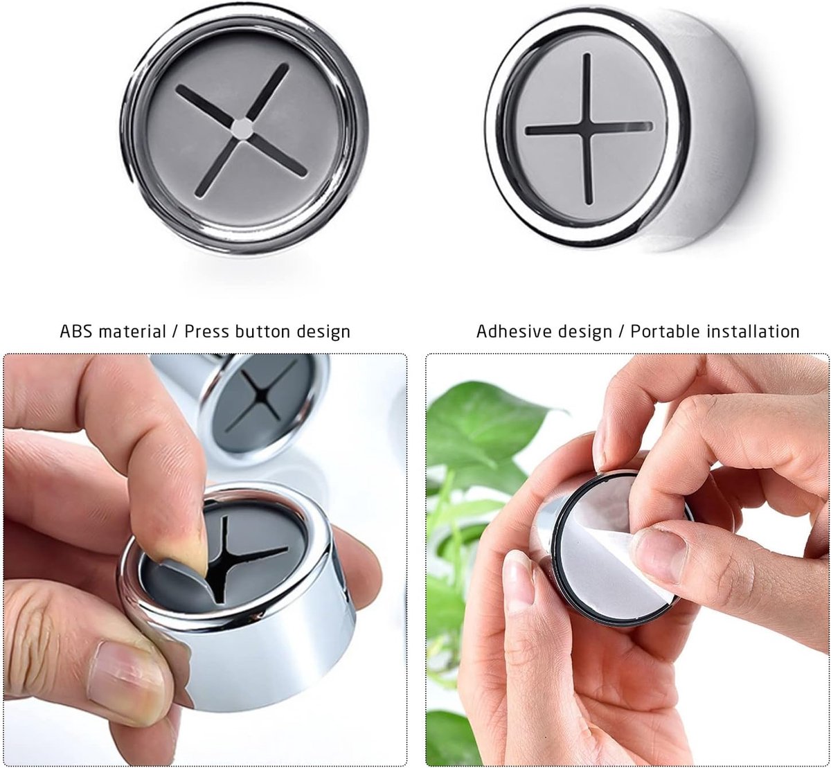 5 pieces - 42*22 mm - towel holders - self-adhesive round towel holders - towel hooks for wall mounting - no drilling required - push-in towel rack - for kitchen, bathroom, kitchen hooks - silver - Image 5
