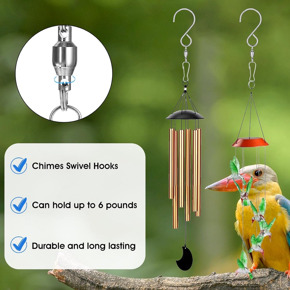 Set of 12 wind swivel hooks - Suitable for 360-degree hanging plants - Double 360-degree rotatability - Wind chimes, light clips - Bird feeders - Bird baskets - Bird baths - Hanging plant clips - Image 3