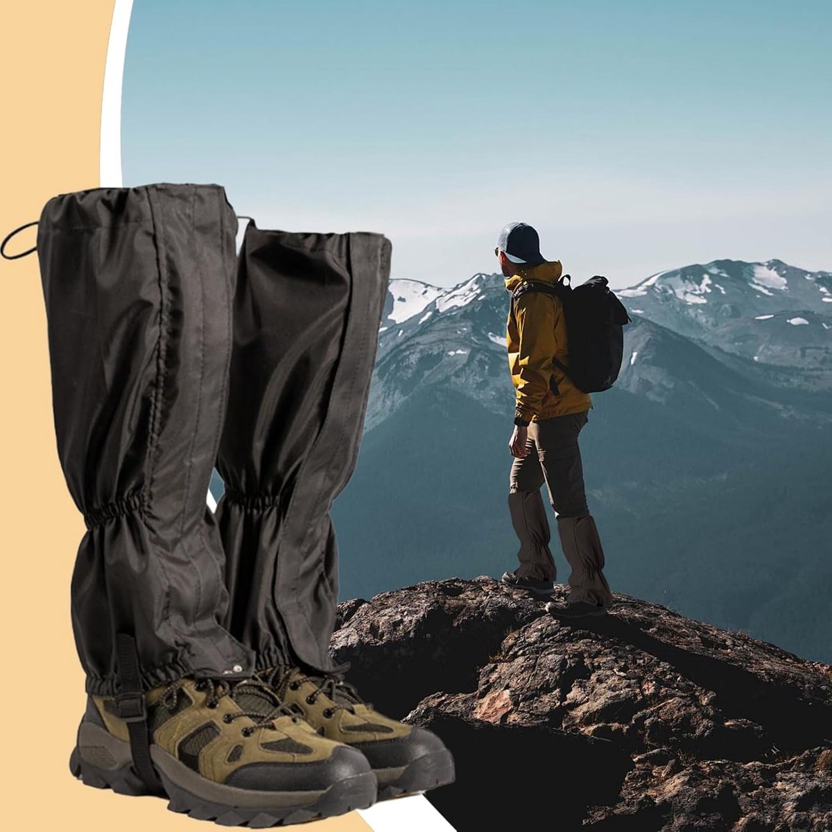 Waterproof Gaiters - 1 pair - Hiking Gaiters - Waterproof Gaiters - Hiking Gaiters - Leg Covers - Shoe Covers - Gaiters - Adjustable Gaiters - Hiking Shoe Accessories - for hiking, skiing, walking, climbing - black - Image 2