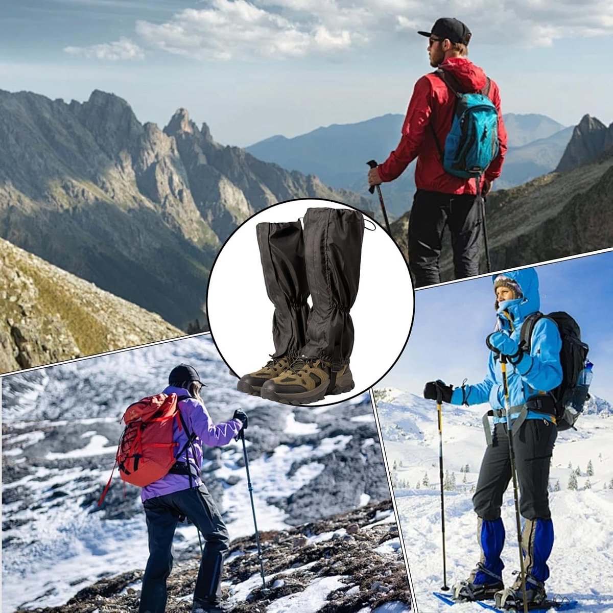 Waterproof Gaiters - 1 pair - Hiking Gaiters - Waterproof Gaiters - Hiking Gaiters - Leg Covers - Shoe Covers - Gaiters - Adjustable Gaiters - Hiking Shoe Accessories - for hiking, skiing, walking, climbing - black - Image 4