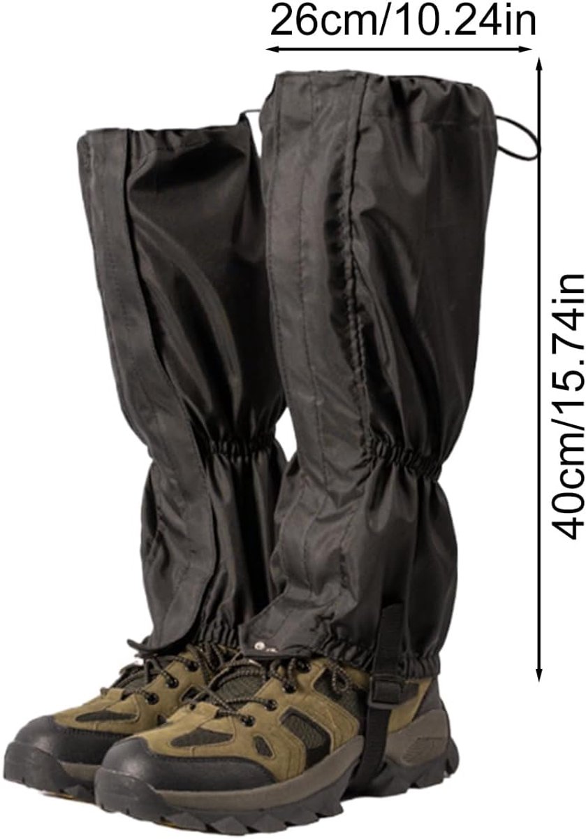 Waterproof Gaiters - 1 pair - Hiking Gaiters - Waterproof Gaiters - Hiking Gaiters - Leg Covers - Shoe Covers - Gaiters - Adjustable Gaiters - Hiking Shoe Accessories - for hiking, skiing, walking, climbing - black - Image 5