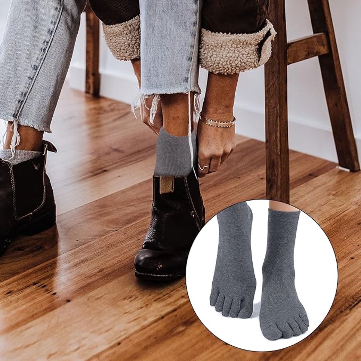 5 pairs - Toe socks - Men's 5-toe socks - detachable toe socks - five-finger socks - cotton running socks - socks - five-toe running socks - breathable running socks - black, white, light grey, dark grey, navy blue - Image 4