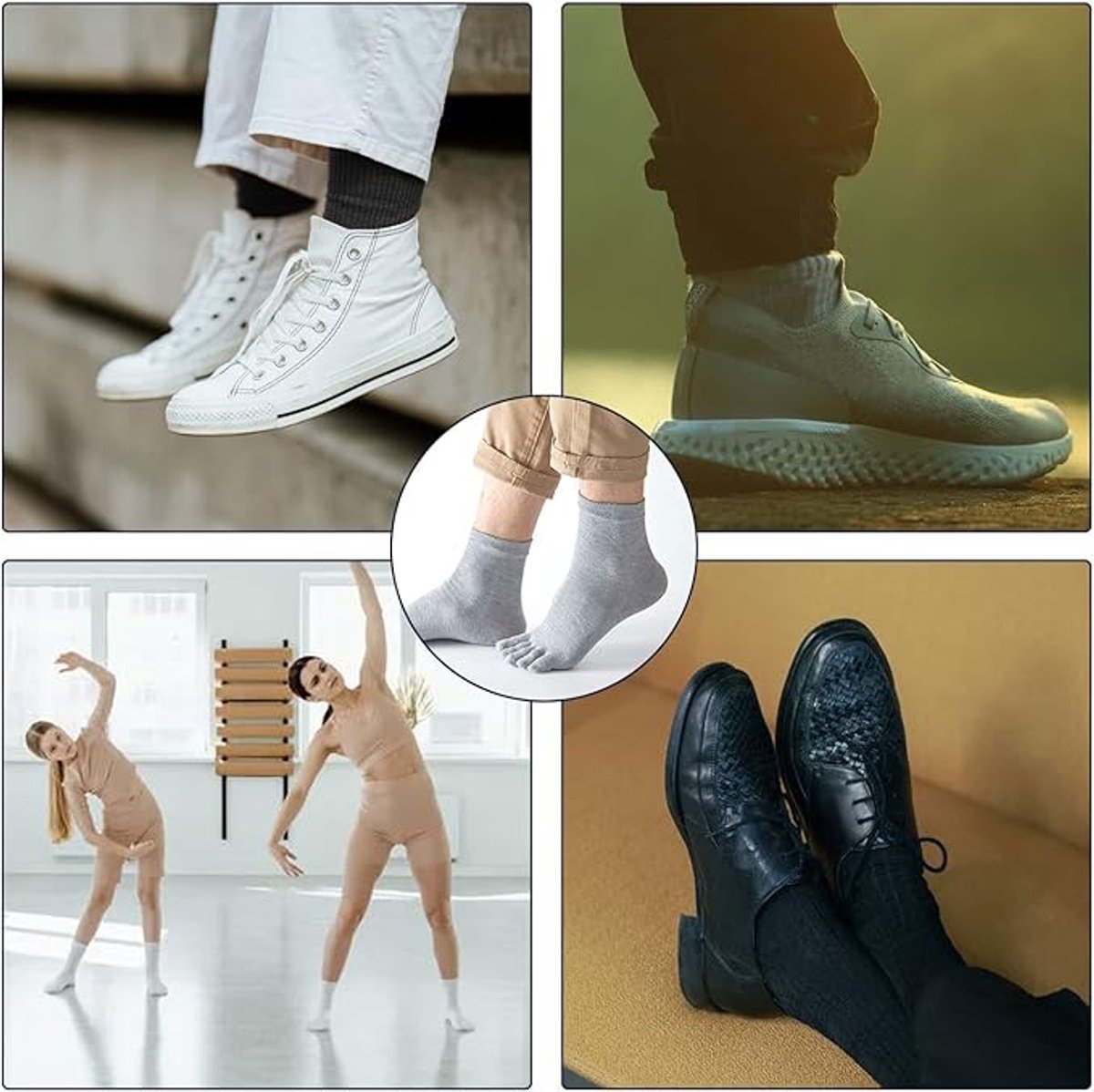 5 pairs - Toe socks - Men's 5-toe socks - detachable toe socks - five-finger socks - cotton running socks - socks - five-toe running socks - breathable running socks - black, white, light grey, dark grey, navy blue - Image 5