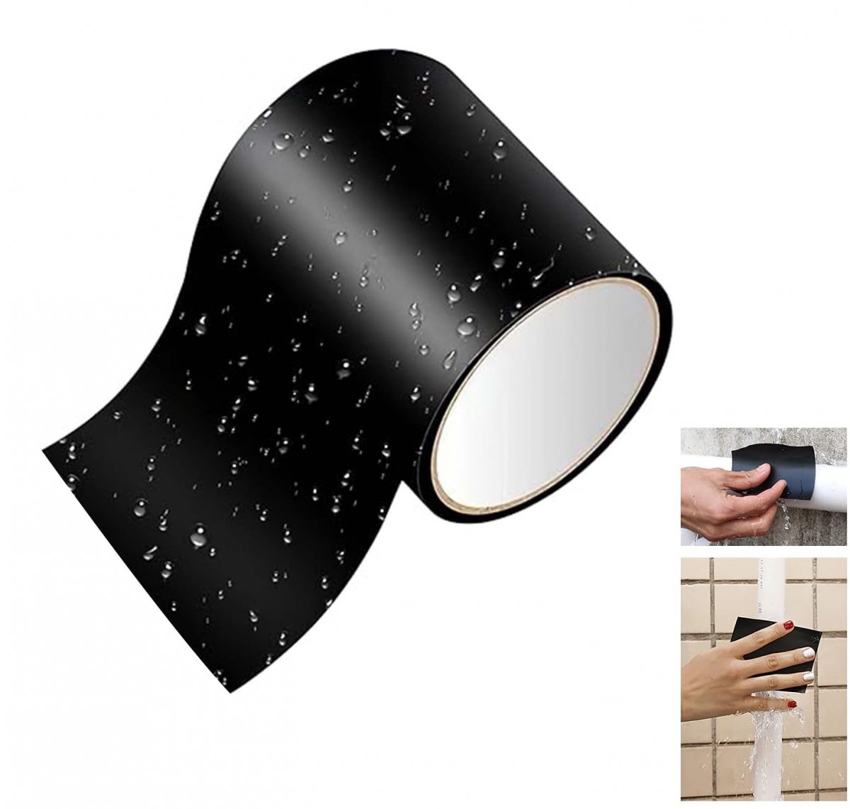 1.5 m*10 cm - waterproof repair tape - for repairing swimming pools, tents and ponds - repair tape - waterproof adhesive tape - leak-proof tape - insulation tape - sealing tape - for pipes, tents, swimming pools - black - Image 1
