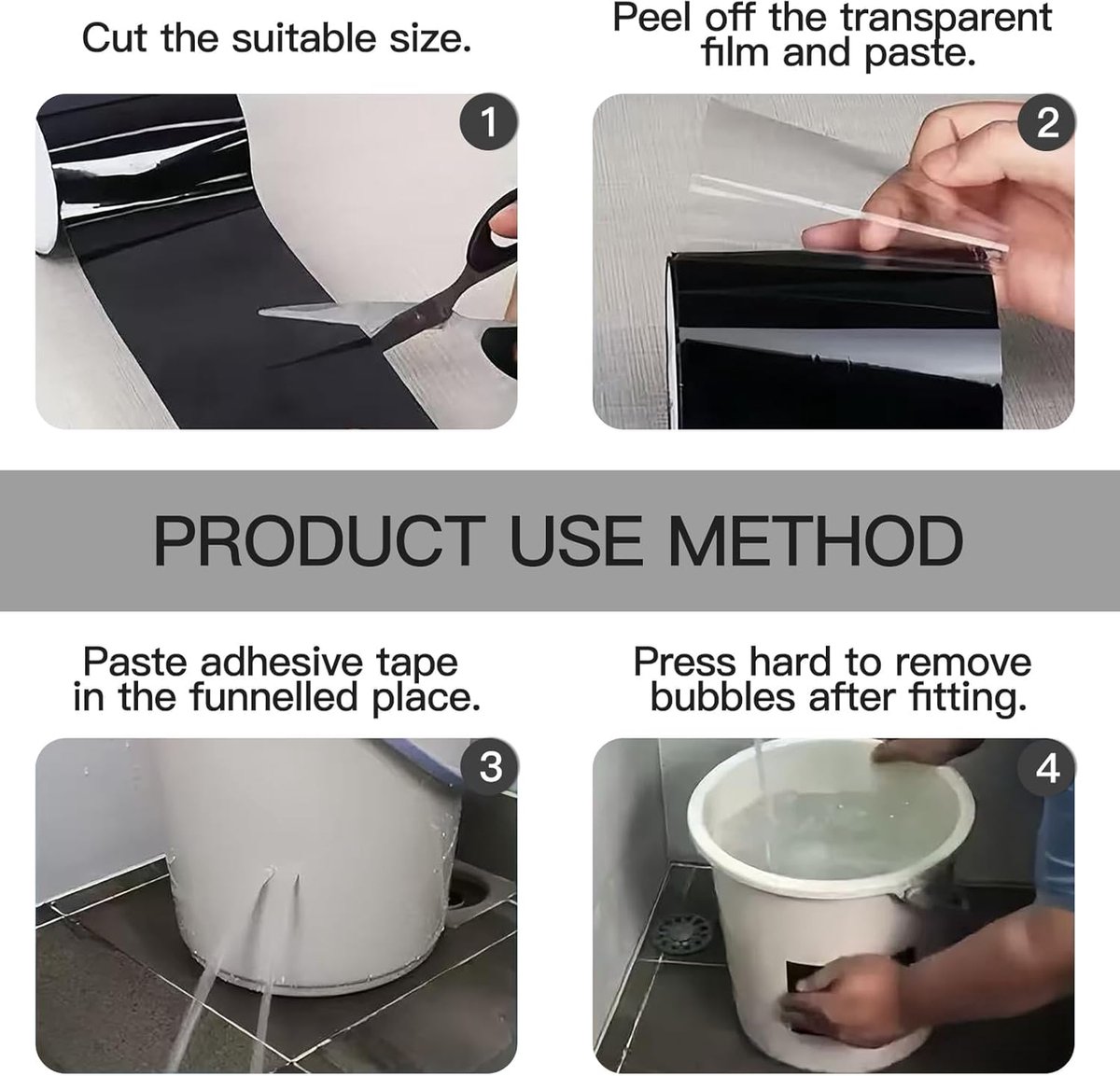 1.5 m*10 cm - waterproof repair tape - for repairing swimming pools, tents and ponds - repair tape - waterproof adhesive tape - leak-proof tape - insulation tape - sealing tape - for pipes, tents, swimming pools - black - Image 2