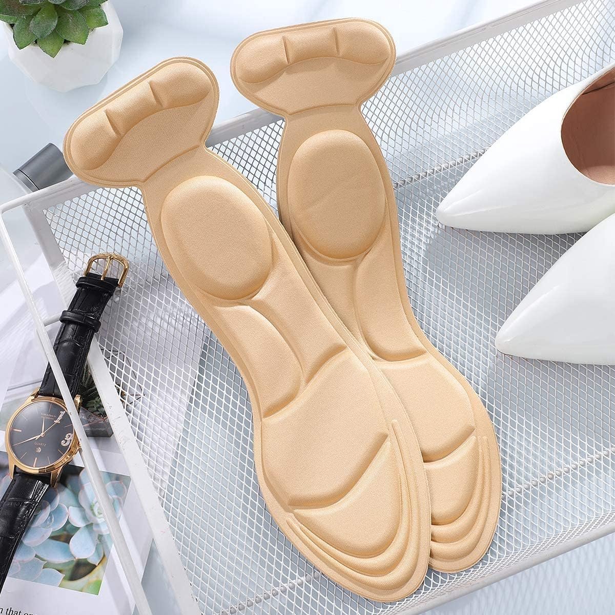 Shoe Insoles - Soft and Flexible Cushions - Heel Cushion - Anti-Friction - For high heels, loose shoes, metatarsal/arch pain, foot pain, heel pain, and bony protrusions - Heel Insoles - Women - One Size - Beige / Black / Grey - Image 3