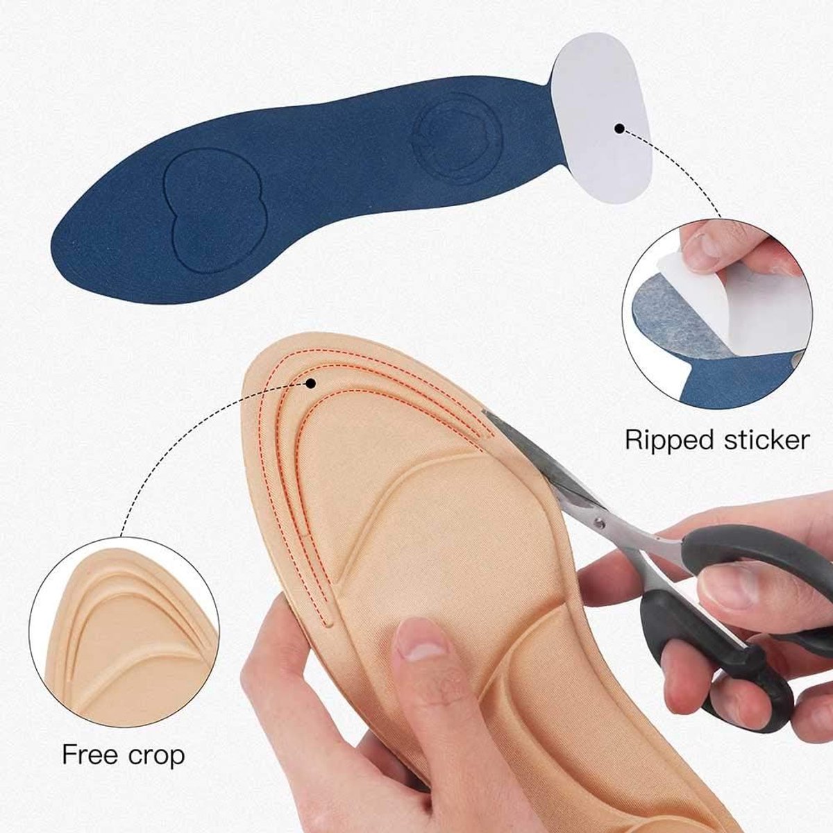 Shoe Insoles - Soft and Flexible Cushions - Heel Cushion - Anti-Friction - For high heels, loose shoes, metatarsal/arch pain, foot pain, heel pain, and bony protrusions - Heel Insoles - Women - One Size - Beige / Black / Grey - Image 6