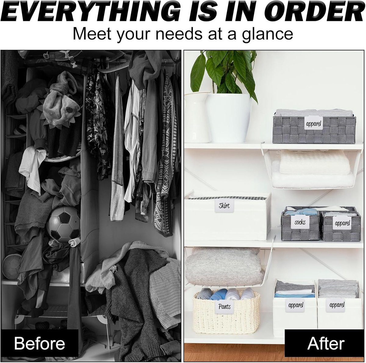 12 pieces - Labels - basket labels with clip - removable storage rack labels - chalkboard label - label holders - clip-on labels - shelf labels - PVC label - reusable - for bins, baskets, boxes - 9*7 cm - white - Image 4