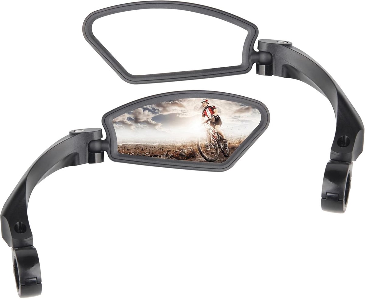 1 Pair Bicycle Mirror Ebike Rearview Mirror - Handlebar Bicycle Mirror - Bicycle Mirror - Safe Rearview Mirror for Bicycle - scratch-resistant glass lens - adjustable and rotatable safe rearview mirror - 360º Rotatable - Black - Image 1