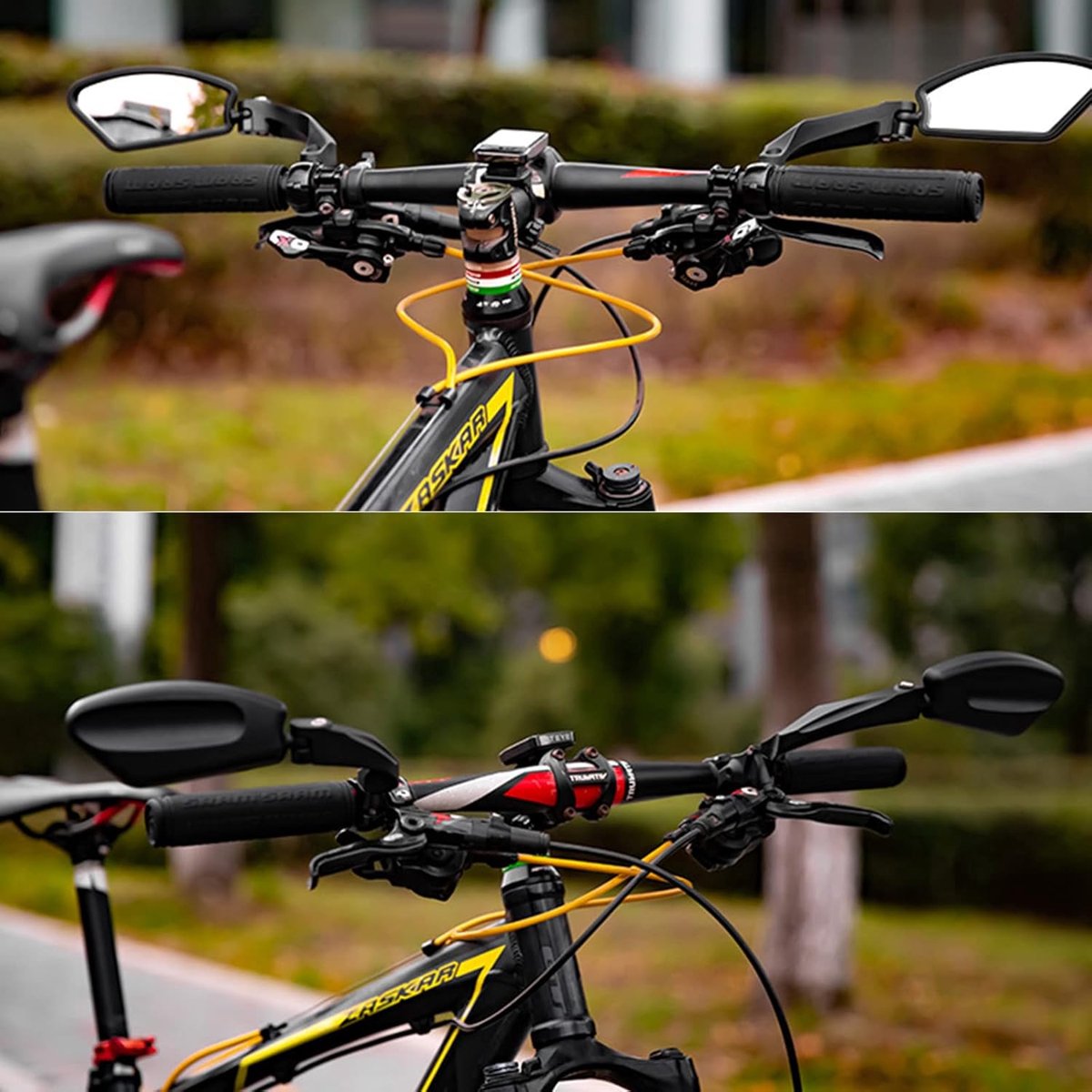 1 Pair Bicycle Mirror Ebike Rearview Mirror - Handlebar Bicycle Mirror - Bicycle Mirror - Safe Rearview Mirror for Bicycle - scratch-resistant glass lens - adjustable and rotatable safe rearview mirror - 360º Rotatable - Black - Image 2
