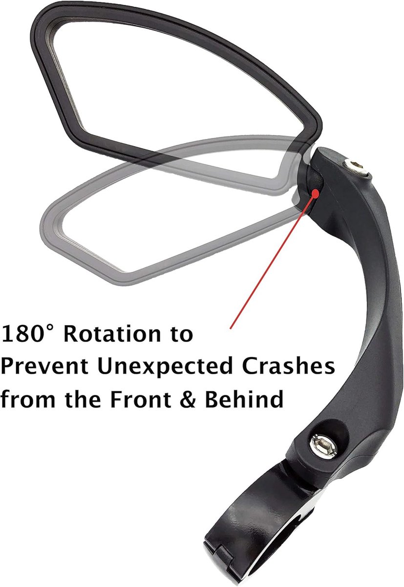 1 Pair Bicycle Mirror Ebike Rearview Mirror - Handlebar Bicycle Mirror - Bicycle Mirror - Safe Rearview Mirror for Bicycle - scratch-resistant glass lens - adjustable and rotatable safe rearview mirror - 360º Rotatable - Black - Image 5