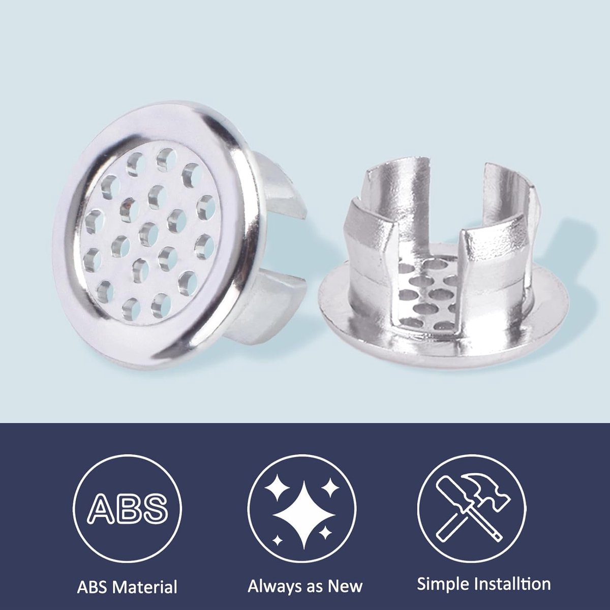 Washbasin Overflow Ring - 6 Pieces - Overflow Rings - Bathroom Overflow Ring - Sink Overflow - Drain Plug - Overflow Cover for Washbasin - Sink Overflow Ring - Round Hole Cover - Overflow Cover - For Sink, Washbasin and Kitchen - Image 3