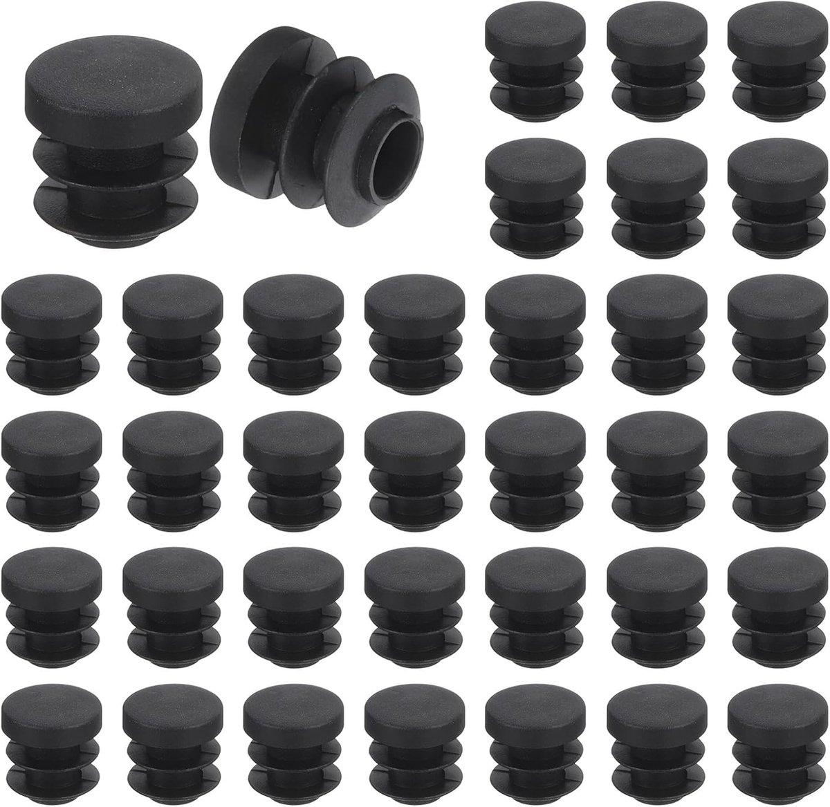 32 pieces - Furniture mats - 19 mm - furniture legs - furniture leg pads - round plastic plugs - end caps for pipes - furniture glides - for tables and chairs - black chair leg protectors - for hardwood floor tiles - black - Image 1