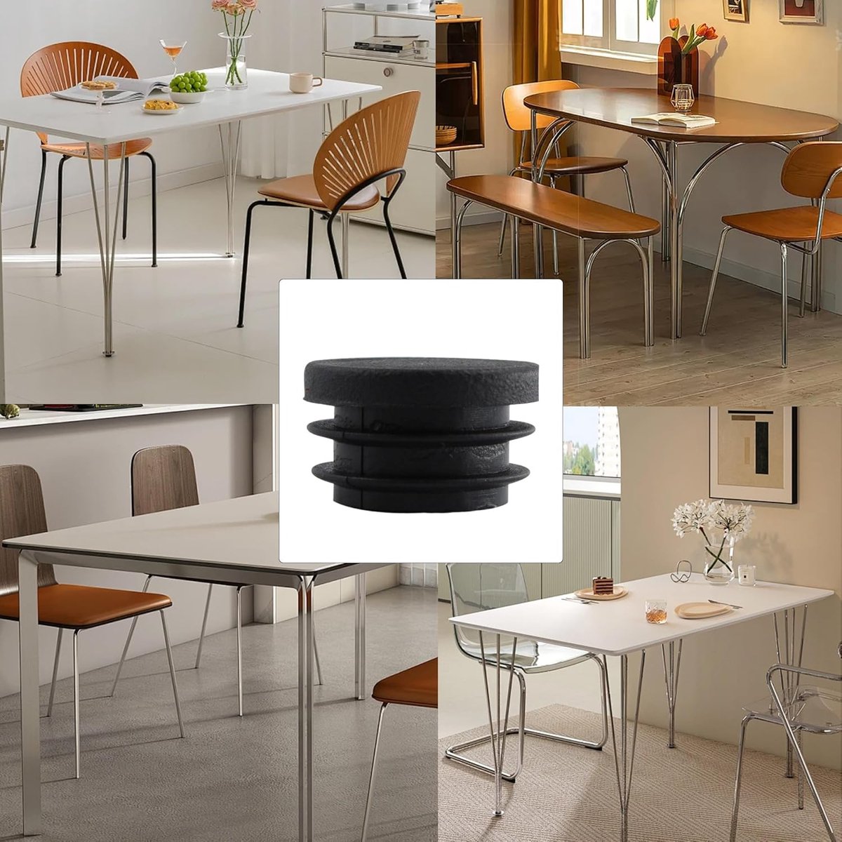 32 pieces - Furniture mats - 19 mm - furniture legs - furniture leg pads - round plastic plugs - end caps for pipes - furniture glides - for tables and chairs - black chair leg protectors - for hardwood floor tiles - black - Image 3