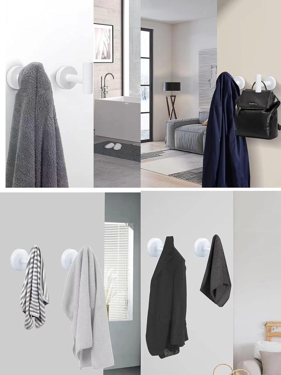 2 pieces - Towel hook - Hanging hooks - Hanging hooks - Bathroom towel hooks - Key hook - Clothes hook - Hat hook - Wall hooks - stainless steel hook - with screws - for bathroom, kitchen, garage, home, hotel, office - 5.5*6 cm - white - Image 6