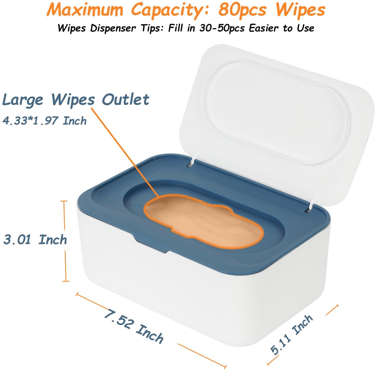 Wet wipes dispenser - Wipe box - Wet toilet paper holder - Wet wipes storage box - Wipes dispenser - Wipe holder for baby & adult - Refillable wipe container - Keeps wipes fresh - Blue - Image 2