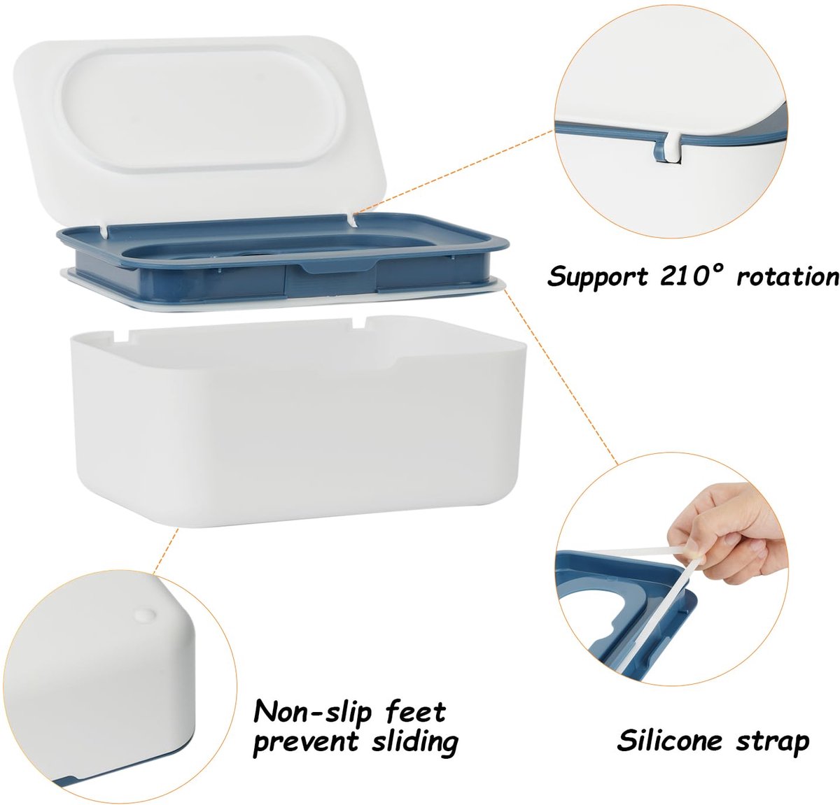 Wet wipes dispenser - Wipe box - Wet toilet paper holder - Wet wipes storage box - Wipes dispenser - Wipe holder for baby & adult - Refillable wipe container - Keeps wipes fresh - Blue - Image 3