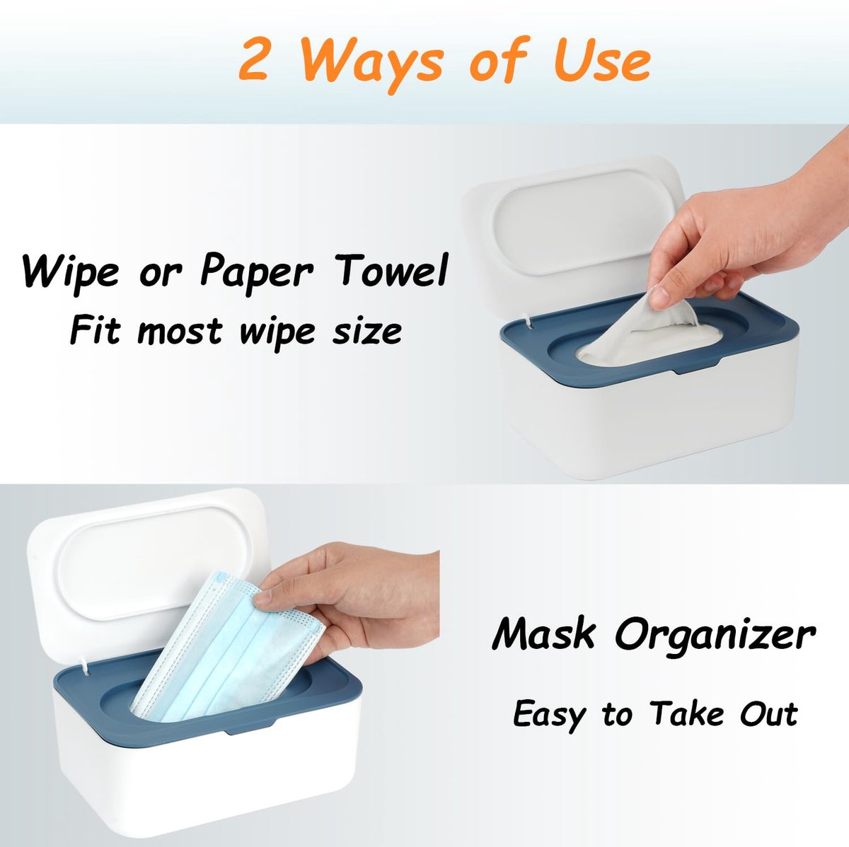 Wet wipes dispenser - Wipe box - Wet toilet paper holder - Wet wipes storage box - Wipes dispenser - Wipe holder for baby & adult - Refillable wipe container - Keeps wipes fresh - Blue - Image 4