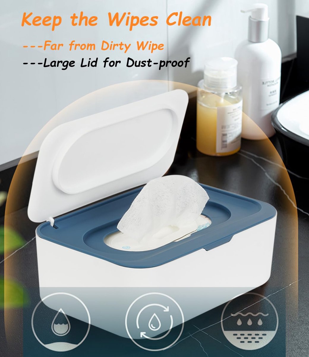 Wet wipes dispenser - Wipe box - Wet toilet paper holder - Wet wipes storage box - Wipes dispenser - Wipe holder for baby & adult - Refillable wipe container - Keeps wipes fresh - Blue - Image 5
