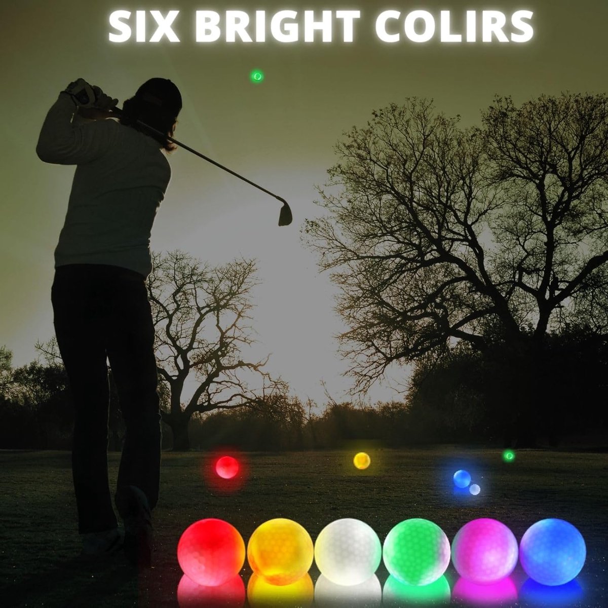 golf balls - 6 Pieces - Glow in the Dark golf balls - LED illuminated golf balls - multicolour - Image 2