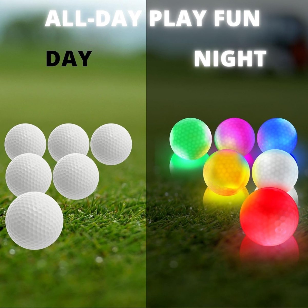 golf balls - 6 Pieces - Glow in the Dark golf balls - LED illuminated golf balls - multicolour - Image 3