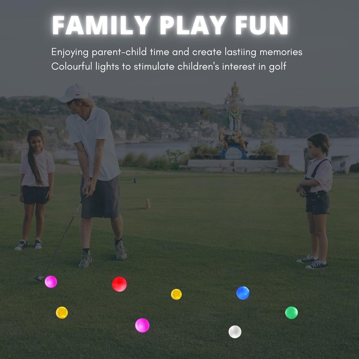 golf balls - 6 Pieces - Glow in the Dark golf balls - LED illuminated golf balls - multicolour - Image 4