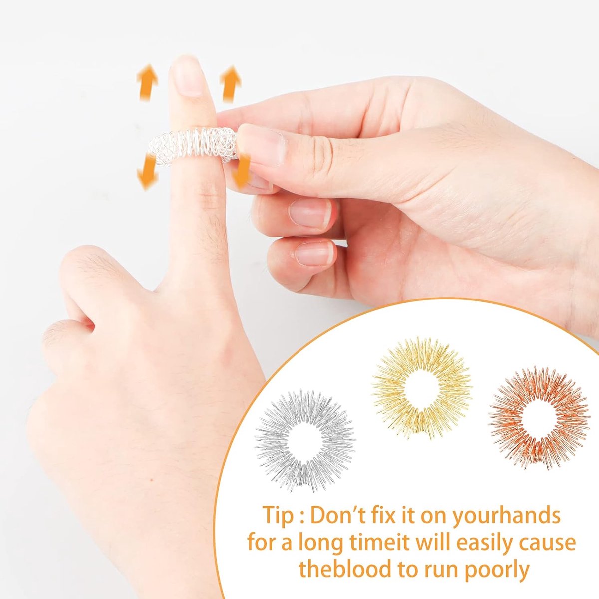 12 Finger Massage Rings - Finger Massage Rings - Acupressure Rings - Acupressure Rings - Finger Splints - Finger Massage Rings - For teenagers, adults - Relieves anxiety, relaxation - Massage improves blood circulation - One size - Image 3