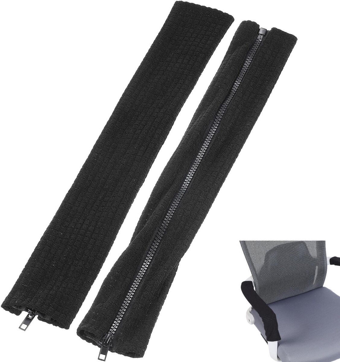 1 pair - office chair armrest covers - Office chair armrest cover - Computer chair armrest cover - Removable - Elastic - Waterproof - Chair armrest covers - Dust cover - Armrest protector - for desk and gaming chairs - 45*16 cm - black - Image 1
