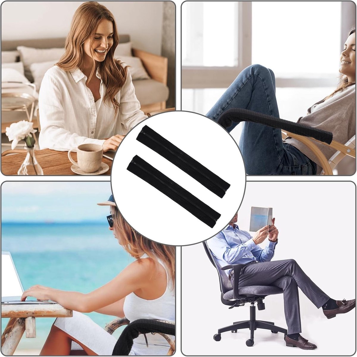 1 pair - office chair armrest covers - Office chair armrest cover - Computer chair armrest cover - Removable - Elastic - Waterproof - Chair armrest covers - Dust cover - Armrest protector - for desk and gaming chairs - 45*16 cm - black - Image 3