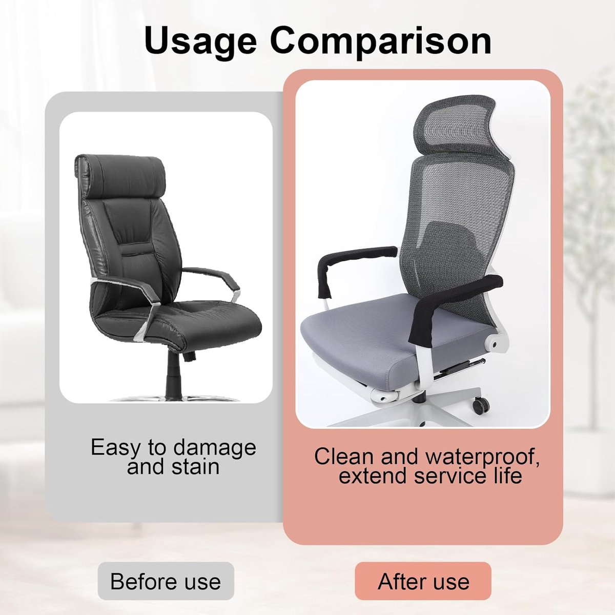 1 pair - office chair armrest covers - Office chair armrest cover - Computer chair armrest cover - Removable - Elastic - Waterproof - Chair armrest covers - Dust cover - Armrest protector - for desk and gaming chairs - 45*16 cm - black - Image 4