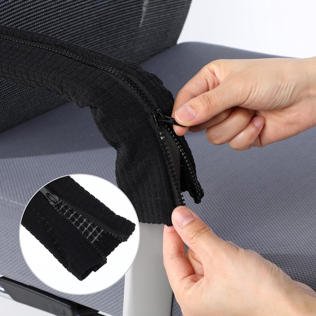 1 pair - office chair armrest covers - Office chair armrest cover - Computer chair armrest cover - Removable - Elastic - Waterproof - Chair armrest covers - Dust cover - Armrest protector - for desk and gaming chairs - 45*16 cm - black - Image 5