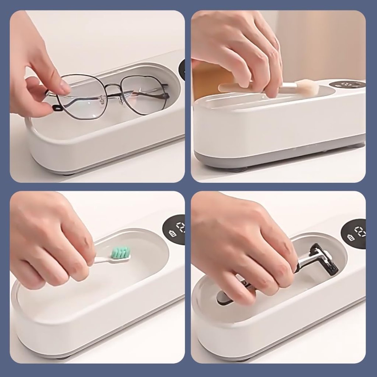 Ultrasonic Cleaner - Jewelry Cleaner - Glasses Cleaning Machine - Cleaning Machine - Glasses Cleaner - Denture Cleaner - rechargeable - with fast deep cleaning function - chain cleaner - for glasses, jewelry, rings and earrings - 22*8*8 cm - white - Image 2