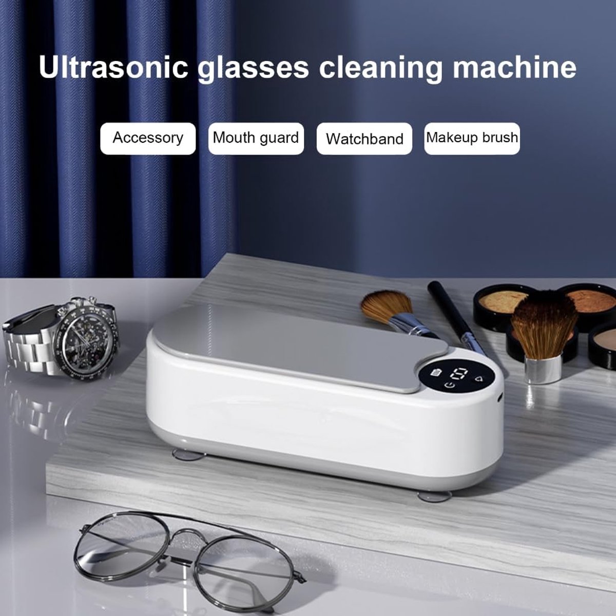 Ultrasonic Cleaner - Jewelry Cleaner - Glasses Cleaning Machine - Cleaning Machine - Glasses Cleaner - Denture Cleaner - rechargeable - with fast deep cleaning function - chain cleaner - for glasses, jewelry, rings and earrings - 22*8*8 cm - white - Image 3
