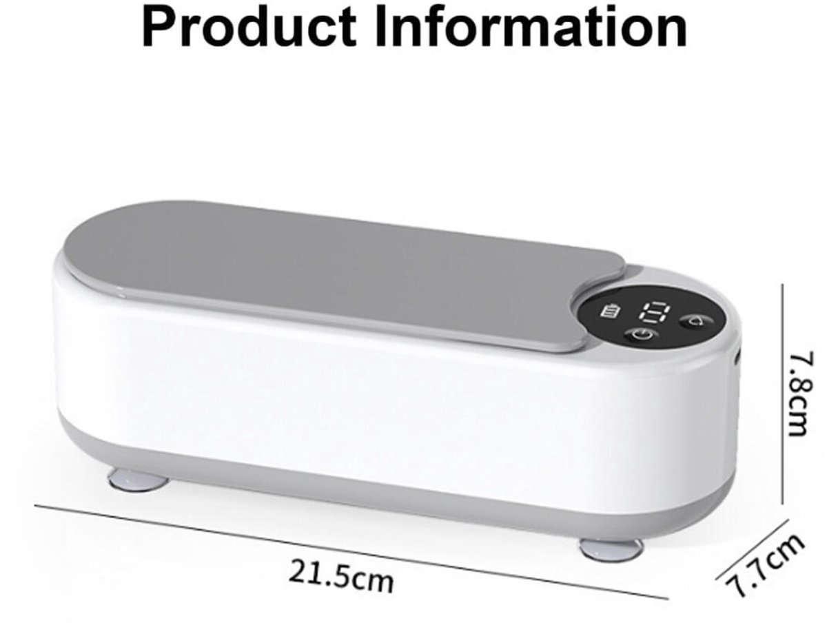 Ultrasonic Cleaner - Jewelry Cleaner - Glasses Cleaning Machine - Cleaning Machine - Glasses Cleaner - Denture Cleaner - rechargeable - with fast deep cleaning function - chain cleaner - for glasses, jewelry, rings and earrings - 22*8*8 cm - white - Image 5