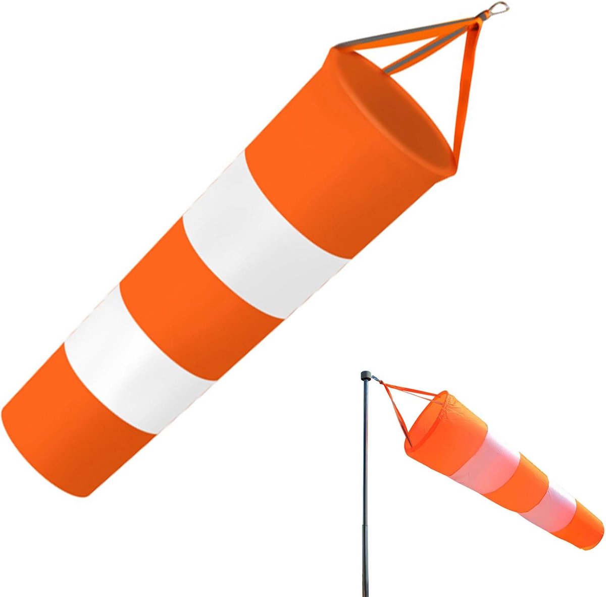 2 pieces - Wind indicator - Outdoor wind sock - Wind socks - Wind sack - Wind direction indicator - Weather vanes - Garden flag - Outdoor flag - outdoor wind sock - wind socks for the garden - orange and white - 80 cm - Image 1