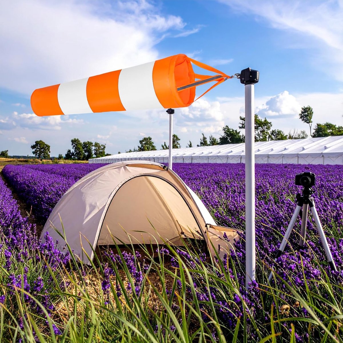2 pieces - Wind indicator - Outdoor wind sock - Wind socks - Wind sack - Wind direction indicator - Weather vanes - Garden flag - Outdoor flag - outdoor wind sock - wind socks for the garden - orange and white - 80 cm - Image 2